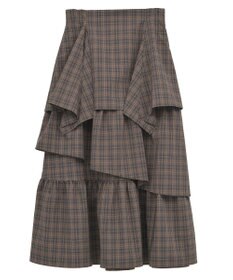 earth music&ecology ハイウエストランダムティアードチェックスカート