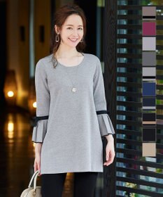 Tiaclasse L 【洗える】ミラノリブ編みのフレア袖ニットチュニック