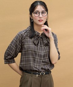 ANY SIS オータムチェック ブラウス チャコールチェック