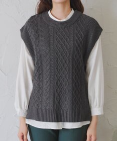 Tiaclasse 【2点セット】ニットベスト＋起毛シャツ