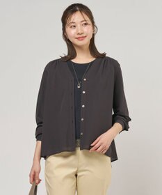 J.PRESS LADIES 【冷房対策に】シアードライトリコット Vネック カーディガン ダークブラウン系