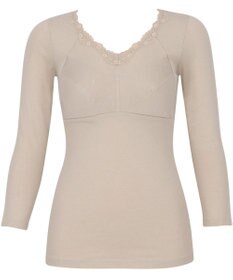 Wing カップ付きあったかインナー オーガニックコットン混(身生地部) ムレにくい 【綿の贅沢 オーガニック】 8分袖 長袖 秋 冬 ET4833 ウイング／ワコール