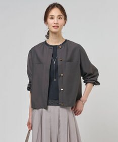 J.PRESS LADIES L Pe リネン シアー スラブ ノーカラー ブルゾン