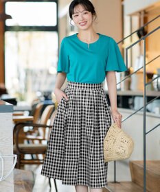 Tiaclasse 【新色追加・選べる丈】麻調タックフレアスカート