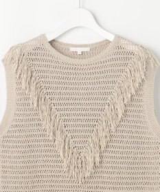 自由区 リネンフリンジ ベスト