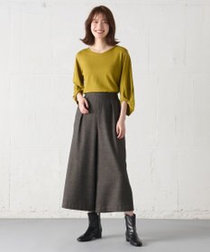 ANY 【洗濯機可能/ウエストゴム】ライトツイード ワイドパンツ