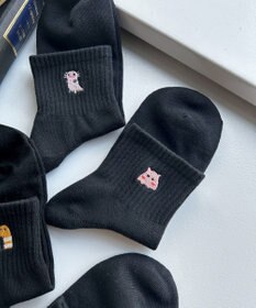 WEGO アニマル刺繍アンクル底パイルソックス