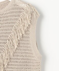 自由区 リネンフリンジ ベスト