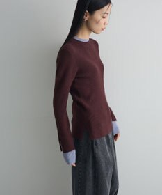 Green Parks ダブルカフスモックネック配色ニット