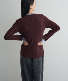 Green Parks ダブルカフスモックネック配色ニット