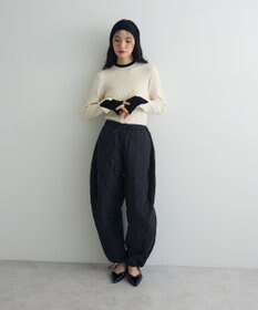 Green Parks ダブルカフスモックネック配色ニット