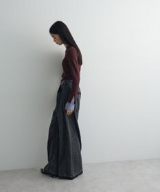 Green Parks ダブルカフスモックネック配色ニット