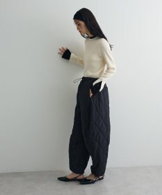 Green Parks ダブルカフスモックネック配色ニット