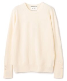 BEIGE， 【WEB限定・洗える】ALSACE / パール釦クルーネックウールニット