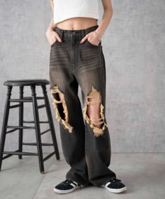 WEGO ヴィンテージウォッシュダメージデニムパンツ