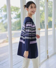 Tiaclasse 【洗える】マルチボーダーニットチュニック