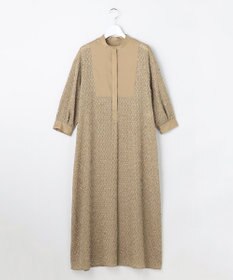 自由区 【一枚でサマになる】シアーカットジャガードバンドカラーシャツ ワンピース
