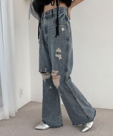 WEGO ダメージフレアデニムパンツ