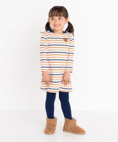 MIKI HOUSE HOT BISCUITS 【80-120cm】 ボーダー柄 長袖ワンピース