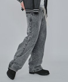 WEGO 【ユニセックス着用ITEM/MLサイズ展開/ウエストゴム】ボクサードッキングデニムパンツ