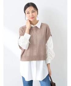 earth music&ecology ＳＥＴ２点メッシュベスト＋シャツ