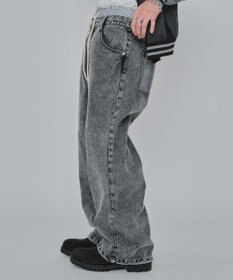 WEGO 【ユニセックス着用ITEM/MLサイズ展開/ウエストゴム】ボクサードッキングデニムパンツ