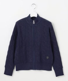 23区GOLF 【WOMEN】ラメケーブルジップアップカーディガン　防風裏地付き ネイビー系