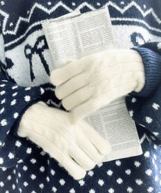 WEGO 【スマホ対応】ケーブル編みニットグローブ