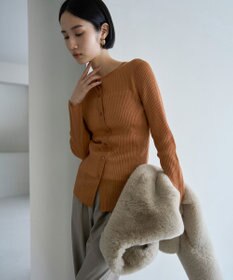 UNFILO シアーリブ ニットカーディガン