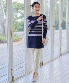 Tiaclasse 【洗える】マルチボーダーニットチュニック