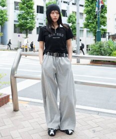 WEGO 【ウエストゴム/SMサイズ展開】ライトスウェットカーブパンツ