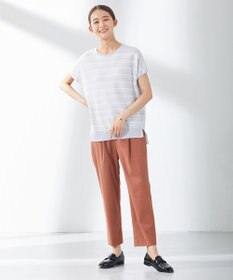 J.PRESS LADIES 【洗える】マイクロタイプライターストレッチ テーパード パンツ