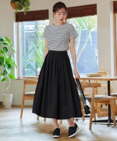 Tiaclasse 【軽撥水・汚れ防止】ランダムタックロングスカート