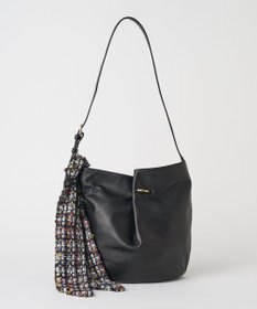 russet ツイードスカーフ付きレザー2WAYショルダーバッグ(CE-1632)