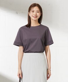 J.PRESS LADIES L 【接触冷感】コットンスムース 刺繍スリーブ カットソー