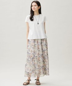 自由区 【セットアップ対応・洗える】ボタニカルフラワープリントティアード スカート