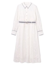 GRACE CONTINENTAL ストライプフラワー刺繍ワンピース