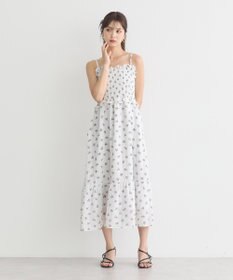 earth music&ecology 花柄シアーポップコーンキャミワンピース