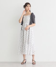 earth music&ecology 花柄シアーポップコーンキャミワンピース