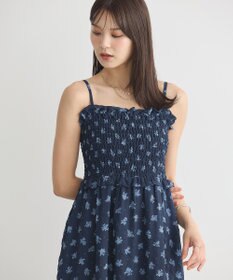 earth music&ecology 花柄シアーポップコーンキャミワンピース