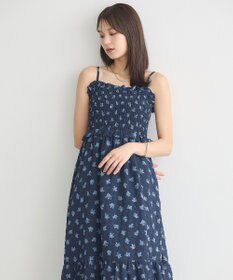 earth music&ecology 花柄シアーポップコーンキャミワンピース