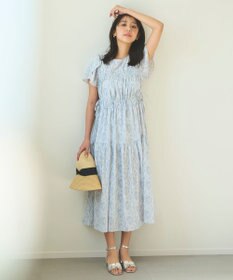 Feroux 【洗える】フラワープリントドロスト ワンピース