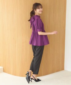 Feroux 【洗える】ペプラム ボウタイブラウス