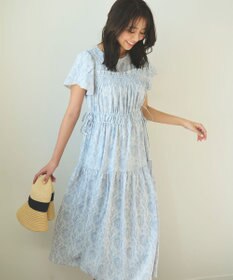 Feroux 【洗える】フラワープリントドロスト ワンピース