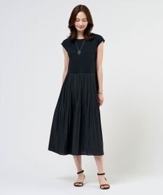 J.PRESS LADIES S 【一枚で着映え】プリーツコンビ ノースリーブ ワンピース