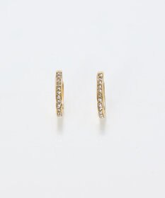 Phoebe 【金属アレルギー対応】ワンタッチライナーオーバルビジューフープピアス　ゴールド