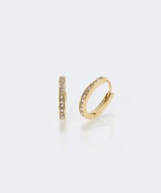 Phoebe 【金属アレルギー対応】ワンタッチライナーオーバルビジューフープピアス　ゴールド