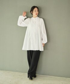 #Newans 【シワになりにくい/洗濯機可能】ロングフリルチュニック