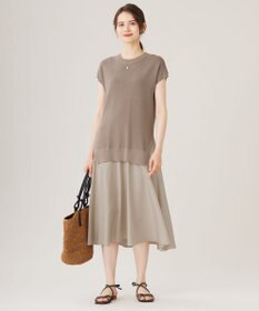 自由区 S 【カタログ掲載・洗える】ハイツイストコットンアセテート異素材コンビ ワンピース