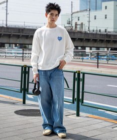 WEGO 【ユニセックス着用ITEM/裏起毛/SMLサイズ展開】リラックスフィットハートロゴプルオーバー